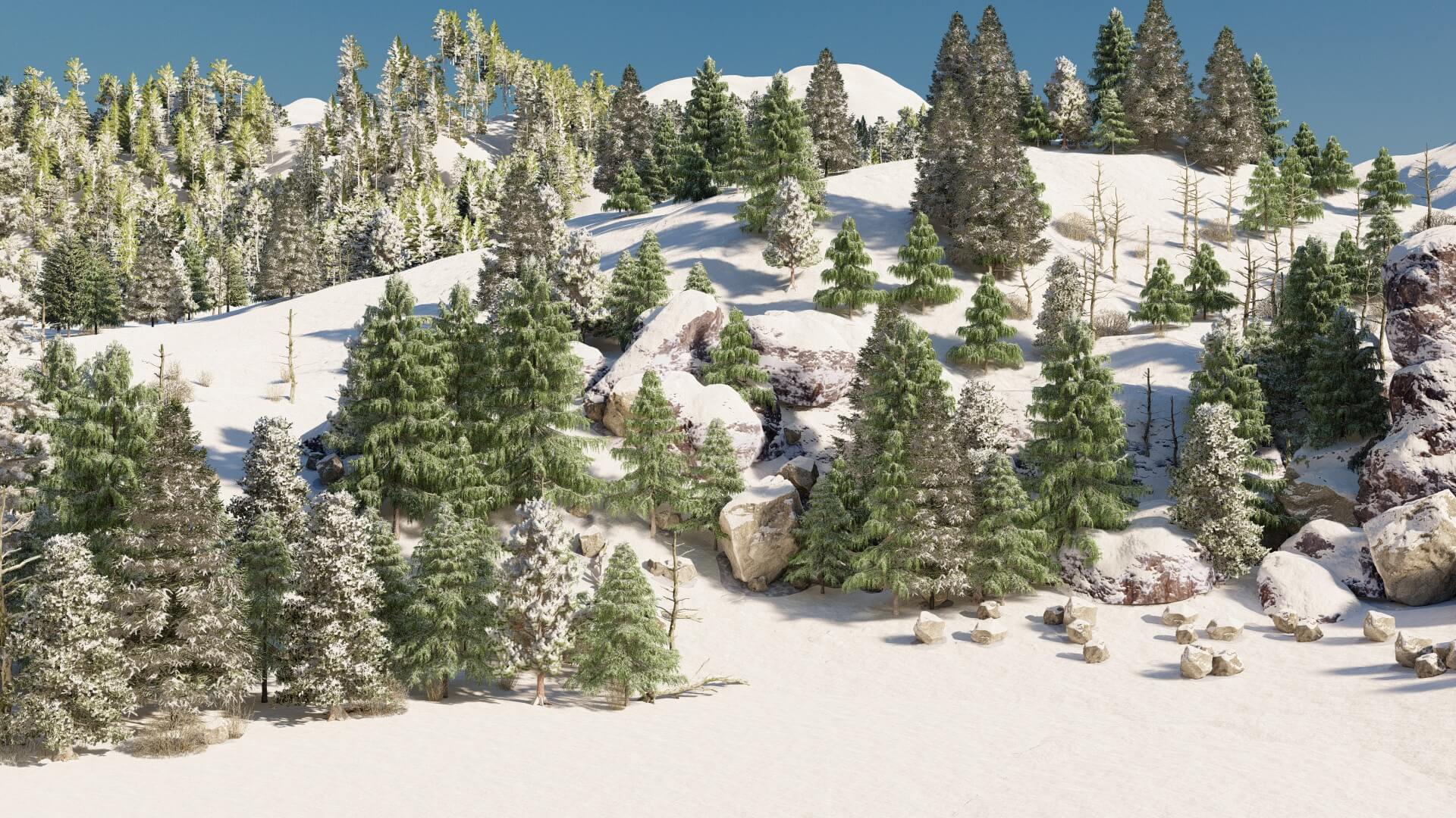 Rendering Paesaggi Montagna Innevati